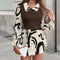 Fashion Women's Fake Two Piece Shirts Autumn And Winter Woman Elegant Polo Neck Long Sleeve Geometric Print Casual Shirt Blouse