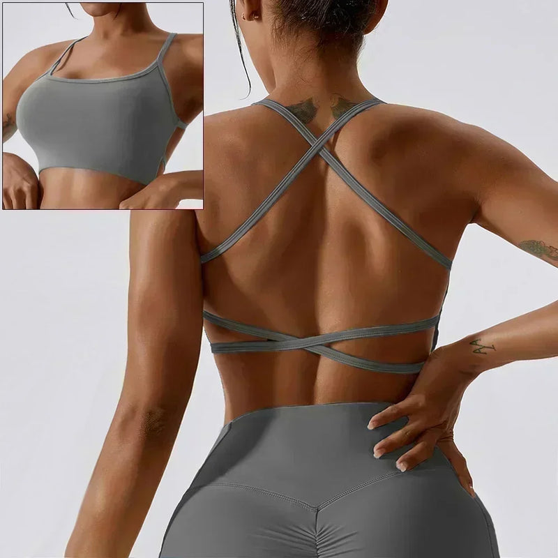 Cloud Hide Sexy Back Sports Bra Women Yoga Crop Top Home Fitness Workout Underwear Dancing Vest Plus Size Running Cycling Shirt