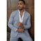 Light Gray Men's Suit Two Piece, Double Button V-Neck Jacket and Trousers, Fashionable Men's Sets, S, M, L, XL, XXL