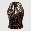 American retro punk aesthetic lace leopard print camisole top sexy slim fit chic hottie crop tops Harajuku Y2K aesthetic Clothes