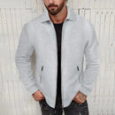 2024 European and American Waffle Long Sleeved Zippered Men's Jacket High Street Casual Men's Autumn Jacket