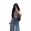 High-Waisted Wide-Leg Jeans White 2024 Summer New Style Women's Loose-Fit Slimming Draped Trailer Pants Fashionable Casual Wear