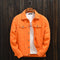 Trendy Men's Spring and Autumn Orange Orange Denim Jacket Men's Shoulder Down Hong Kong Style Oversized Loose Casual Jacket Top