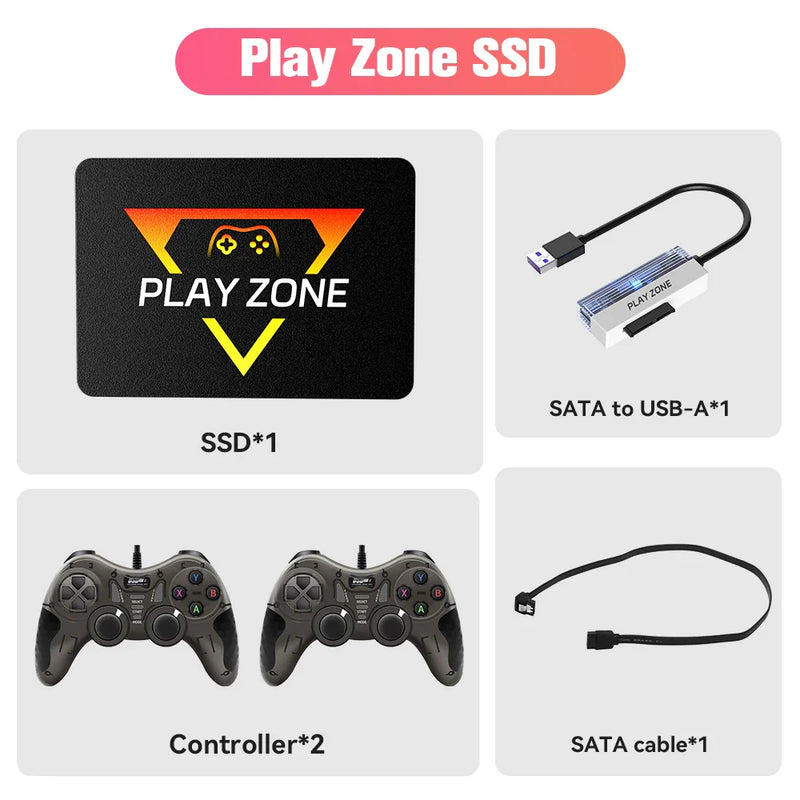 PlayZone 1TB Portable External Game SSD Handheld Game Console For Xbox/PS4/PS3/PS2/Switch Built-in 16000 Games For Win PC/Laptop