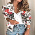 Women Floral Jackets Spring Summer Long Sleeve Zipper Print Bomber Jacket Casual Pocket Slim Female Fashion Outwears