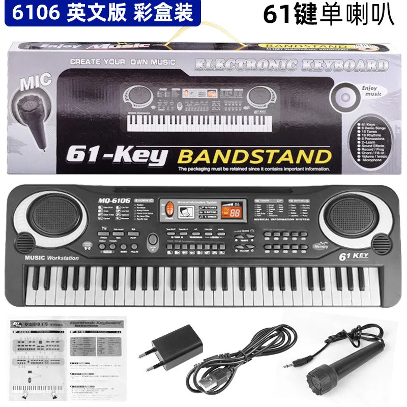 31/61 Keys Children Electronic Keyboard Piano with Microphone Beginner Musical Instrument Organ Educational Toys Gift for Kids