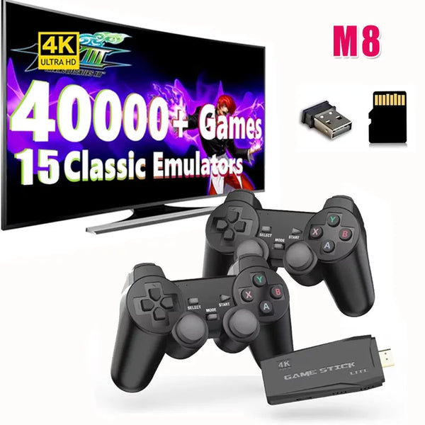 Video Game Console Built-in 40000 Games  Wireless Controller TV Game Stick 4K HD Retro Mini Handheld Game Player