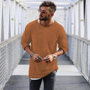 2023 Spring Men's Casual Solid Color Fashion Knitted Shirt O Neck Long Sleeve Knit Pullover Loose Soft Sweater Coats Men Tops