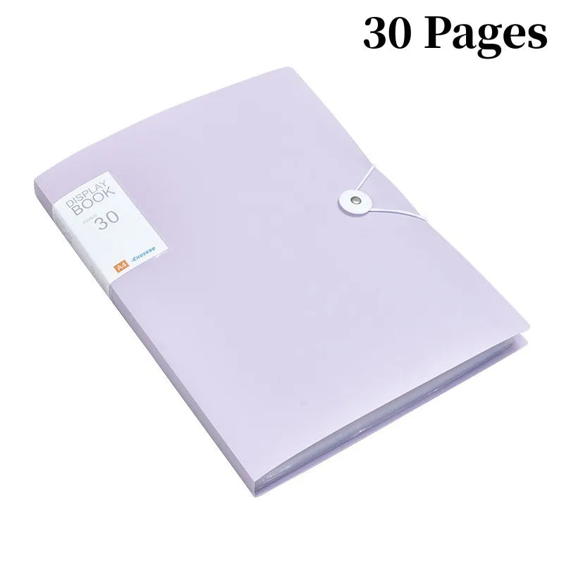 A4 File Folder Display Book 30/60 Pages Transparent Insert Paper Document Organizer Bag Office School Supplies Stationery