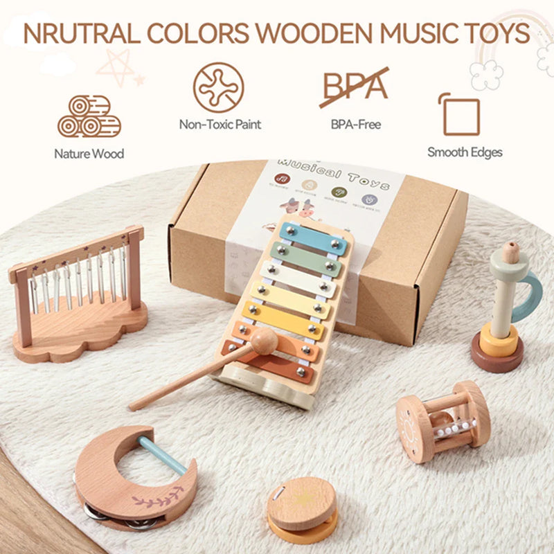 Children Montessori Instruments Toys Wooden Parent-child Interaction Puzzle Early Education Sound Cognition Music Festival Gifts