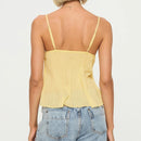 Women y2k Fairy Pleated Mesh Sheer Camisole Mini Bowknot Front Spaghetti Strap V-Neck Lace Cropped Tops Clubwear Streetwear