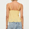 Women y2k Fairy Pleated Mesh Sheer Camisole Mini Bowknot Front Spaghetti Strap V-Neck Lace Cropped Tops Clubwear Streetwear