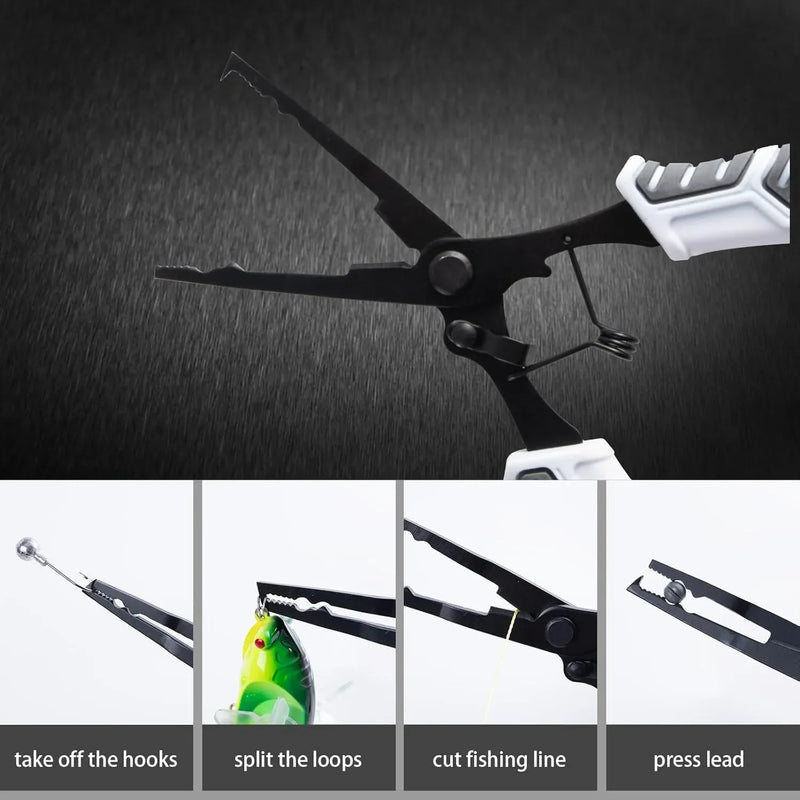7 "fishing clamp set 420 stainless steel, line cutter, storage bag - Fishing clamp hook remover