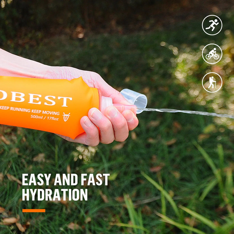 UTOBEST UTR203 250ml 500ml Soft Flask Folding Collapsible TPU Water Bottle for Running Hydration Pack Vest