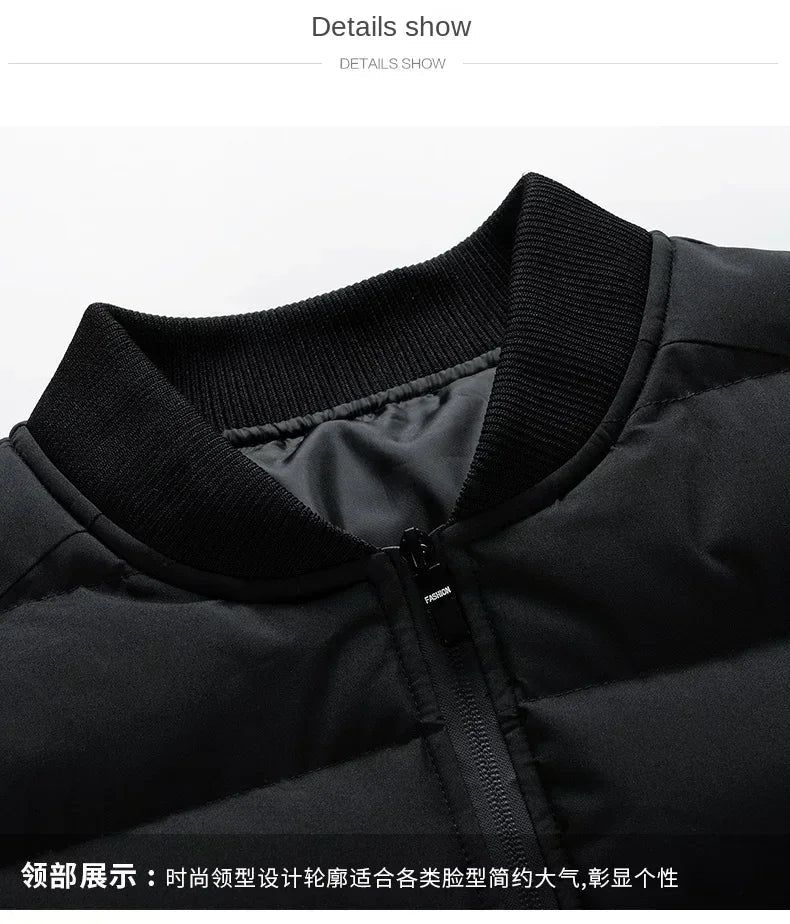 2024 New Winter Male Coat Casual All-match Thickened Baseball Collar Windproof Parka Men Fashion Lightweight Padded Jackets