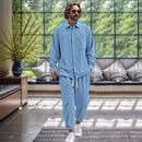 Boutique Tiki Men's Fall Linen Simple Fashion Elegant Comfortable Loose Style Vacation Street Casual Solid Color Men's Suit