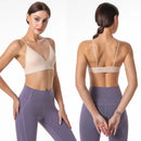Nylon Fitness Yoga Top Deep V Sexy Triangle Cup Bralette Boneless Sports Bra Red Seamless Push Up Bra Women's Tube Top Crop Top