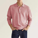 2024 Autumn leisure Home long Sleeve top Fashion Men's solid color lapel Men's POLO Shirt