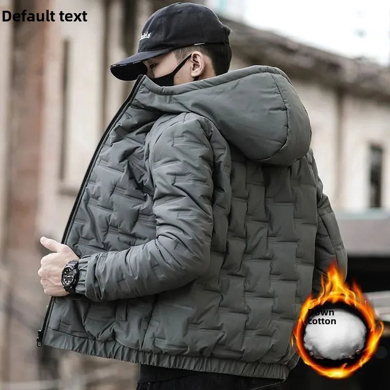 Thickened Fleece-Lined Cotton Coat New Trendy Men's Casual Youth Jacket Versatile Padded Top For Winter