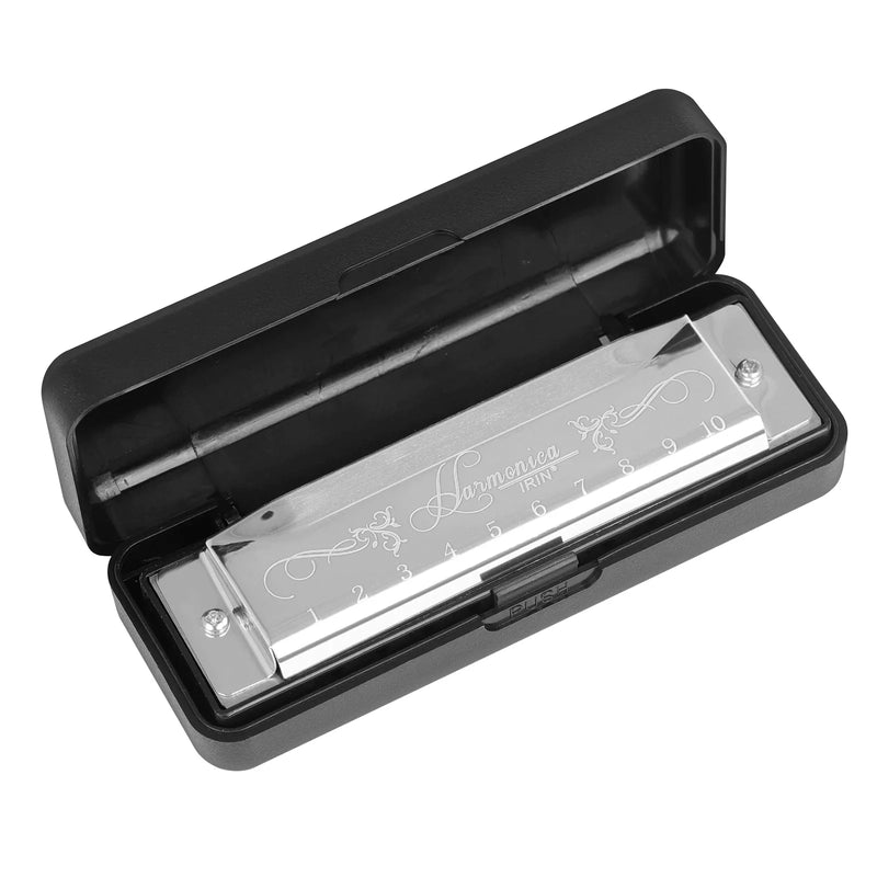 Professional 10 Hole 20 Tone Harmonica Color C Tone Harmonicas with Case Christmas Gift for Beginners Harmonica Hohner