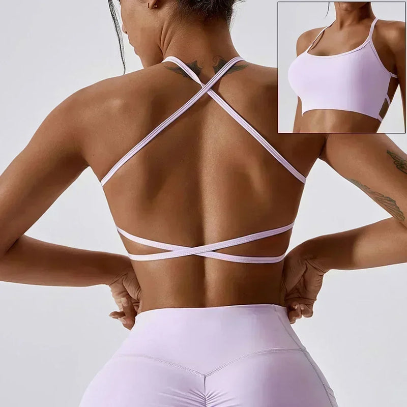 Cloud Hide Sexy Back Sports Bra Women Yoga Crop Top Home Fitness Workout Underwear Dancing Vest Plus Size Running Cycling Shirt
