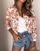 Women Floral Jackets Spring Summer Long Sleeve Zipper Print Bomber Jacket Casual Pocket Slim Female Fashion Outwears