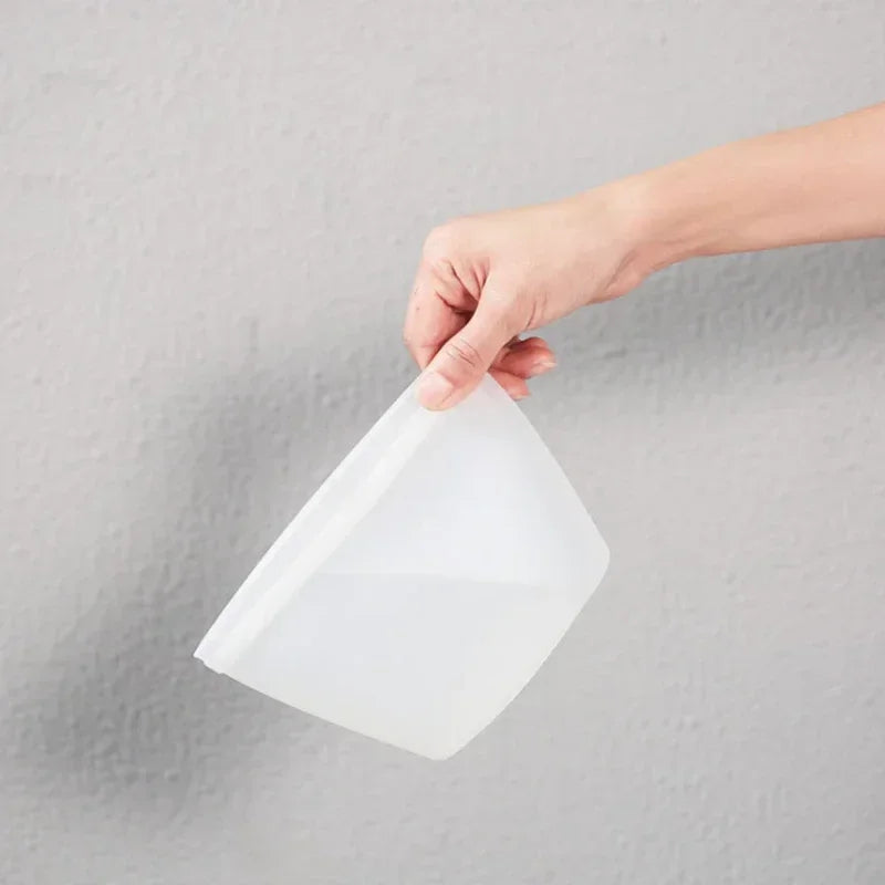 Thickened Fresh-keeping Silicone Food Storage Bag Three Color Double Gauge Zipper Reusable Zip lock Bag Kitchen Food organizer
