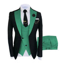 Men Suits 3 Pieces Tailored Best Man Groom Wedding Tuxedo Slim Fit Jacquard Two-color Blazer Jacket  Vest Pants Tuxedo Clothing
