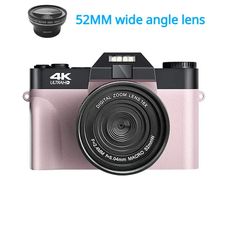 4K HD Professional Digital Camera Camcorder WIFI Webcam Wide Angle 16X Digital Zoom 48MP Photography 3 Inch Flip Screen Recorder