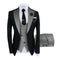 Men Suits 3 Pieces Tailored Best Man Groom Wedding Tuxedo Slim Fit Jacquard Two-color Blazer Jacket  Vest Pants Tuxedo Clothing
