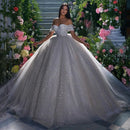 LORIE Shiny Glitter Princess Wedding Dresses A Line Off The Shoulder Bride Dress Sweetheart Neck Dubai Wedding Gowns Customized