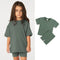 2024 Teenage Girls Summer Sport Outfits Solid Cotton Breathable Kids Clothes Children Korean Lounge Tracksuit Kids Sport Suit