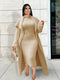 Plus Size Women Clothing Winter Outwear Long Sleeve Thick Overcoat with Dress Two Piece Ladies Large Matching Sets Fleece Suit