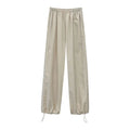 Y2K Baggy Cargo For Women Drawstring Elastic Low Waist Parachute Sweatpants Loose Hippie Pants Trousers