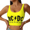 Retro Rock Fashion Trend AC/DC Sexy Vest Fitness Cropped Tank Top Women Heavy Metal Music Band Yoga Sports Comfortable Bra