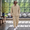 Boutique Tiki Men's Fall Linen Simple Fashion Elegant Comfortable Loose Style Vacation Street Casual Solid Color Men's Suit