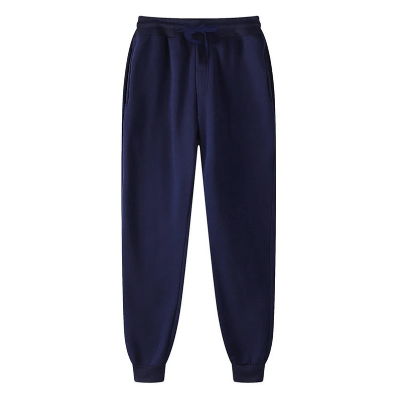 Men's Black Sport Casual Sweatpants 2024 Autumn Winter Warm Fleece Lined Ankle-Banded Trouser With Pocket Plus SIze Baggy Pants