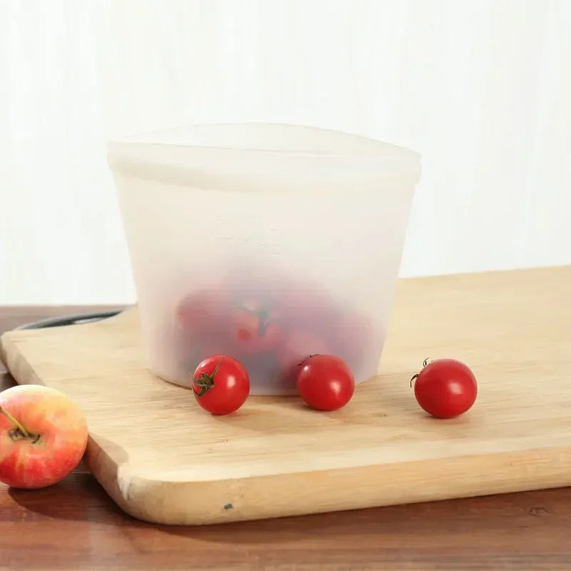 Thickened Fresh-keeping Silicone Food Storage Bag Three Color Double Gauge Zipper Reusable Zip lock Bag Kitchen Food organizer