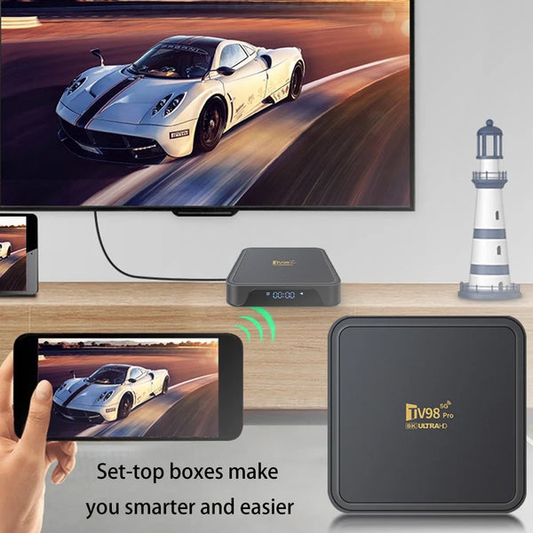 TV98 PRO ATV H313 Android 14.0 Smart TV Box 8K Quad Core 2.4G 5G Dual WiFi Voice Remote BT Media Player Set Top Box Android Box