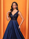 Lucyinlove Luxury Sexy Deep V-Neck Sequins Blue Evening Dress Women Elegant V-back Satin Party Long Prom Cocktail Dress