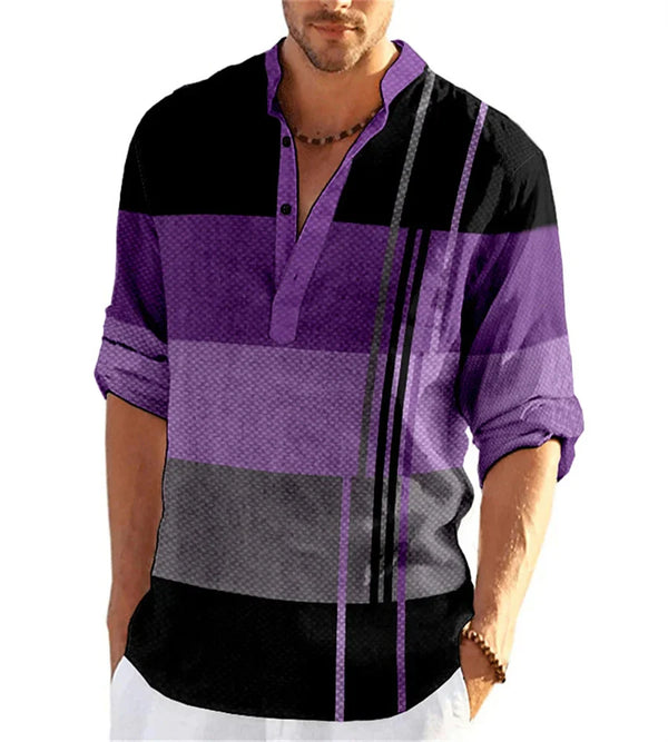 Men's First POLO Shirt Striped Color Contrast Design Light Comfortable Breathable Fashion Long Sleeve Spring And Autumn Style