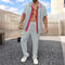 2025 Spring summer autumn winter new trend men's business casual fashion lapel cardigan short sleeve trousers waffle suit