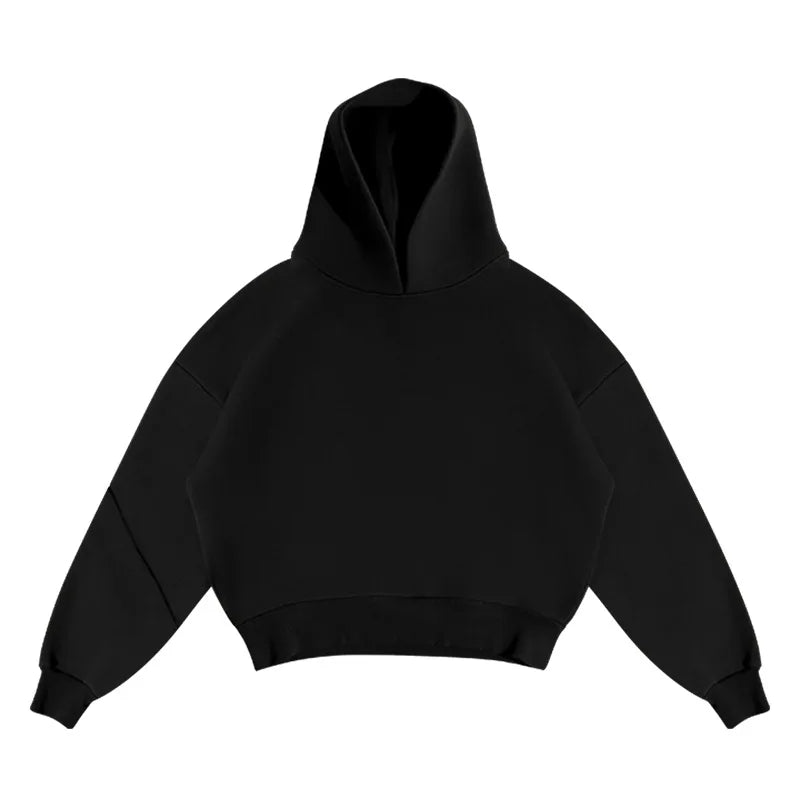 2025 European and American casual simple couple fashion hooded sweatshirt solid color loose sweatshirt sweatpants