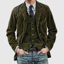 2025 Autumn Winter Men's Coat Jackets Corduroy Casual Suits With Shoulder Pads Fashion Lapel Long-Sleeved Solid Jacket Models