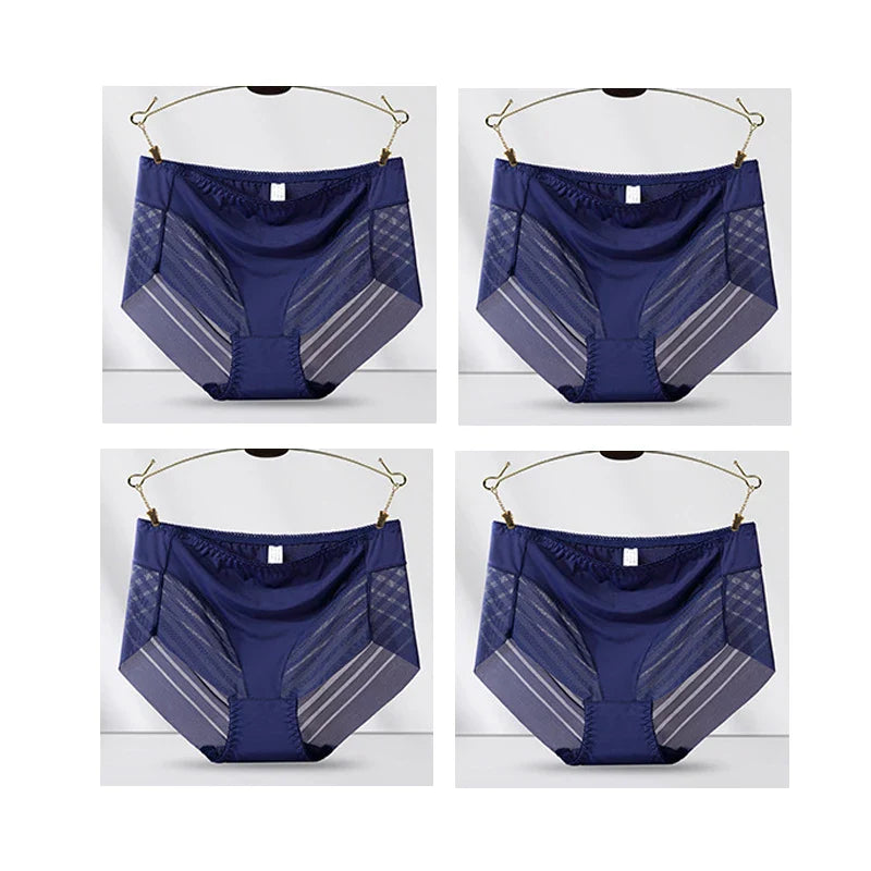 4pcs Sexy Lace Panties Women's Underpants Large Size Mid-Rise Waist Briefs Breathable Lift buttocks Female Underwear