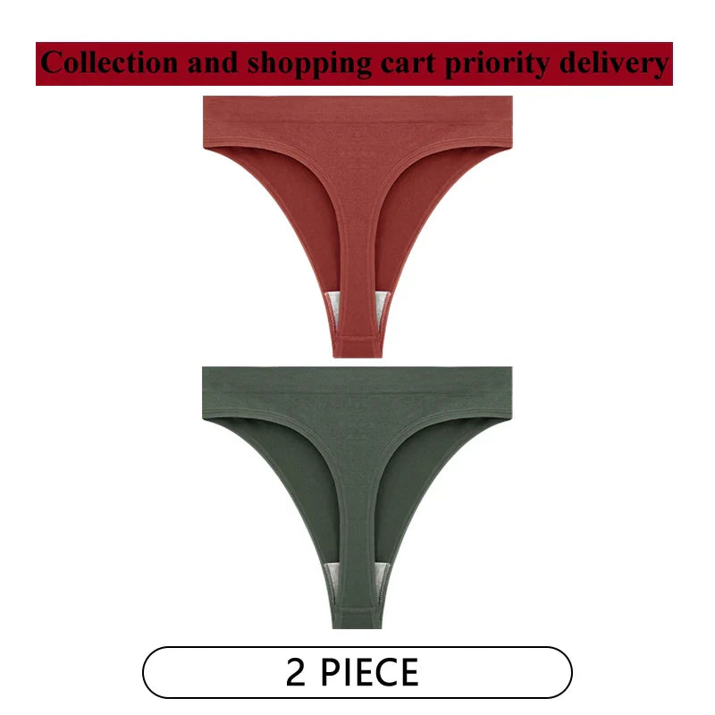 CINOON 2Pcs/Lot Women Sexy 5 Color Panties Low-waist Comfort Underwear G String Thong Breathable Lingerie Temptation Intimates