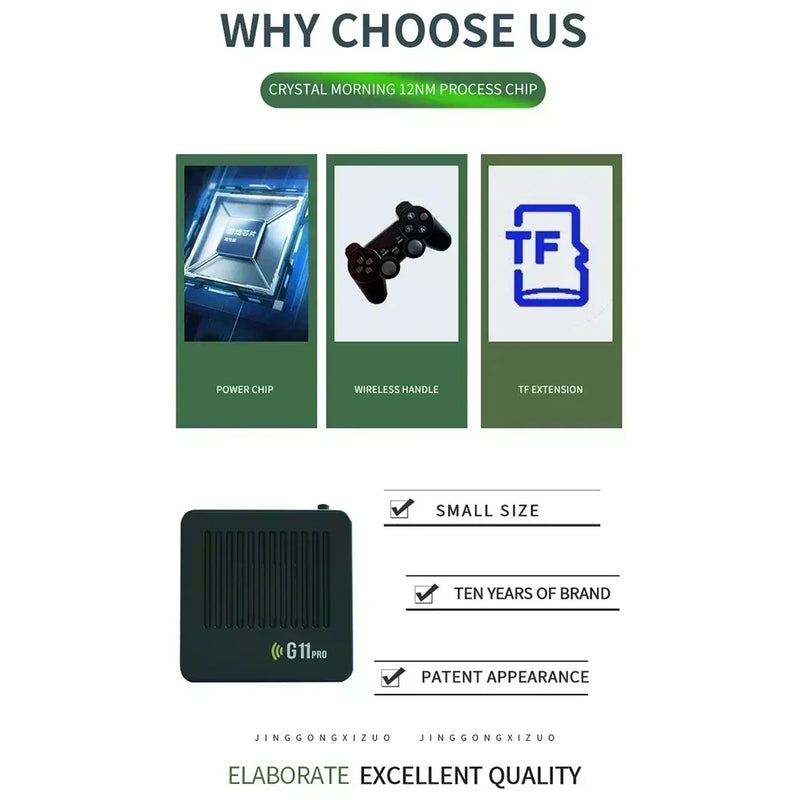 G11 Pro Video Game Console 4K HD 2.4G 256GB Wireless Controller Emuelec4.3 S905X2 Dual System Family Gamebox Built-in 60000 Game
