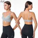 Nylon Fitness Yoga Top Deep V Sexy Triangle Cup Bralette Boneless Sports Bra Red Seamless Push Up Bra Women's Tube Top Crop Top