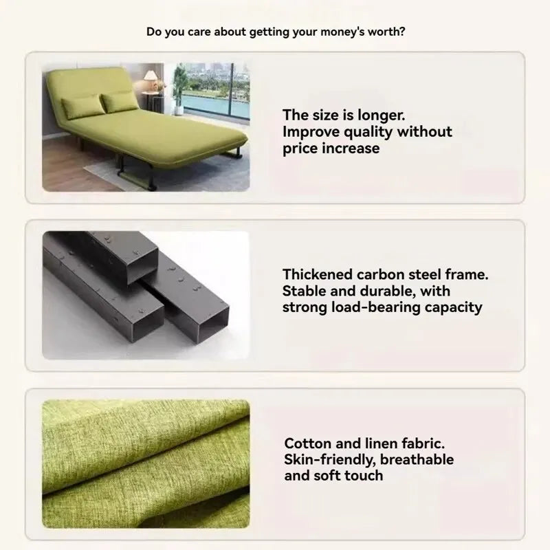 Sofa Bed, Multifunctional Dual-purpose Fabric Sofa, Foldable Small Unit Living Room, Office, Lunch Break, Nap, Single Bed
