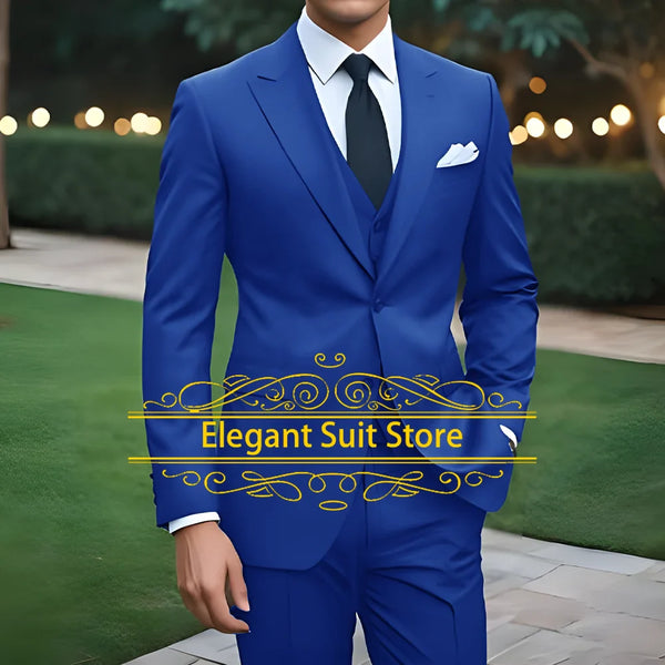 2025 Fashion Suit Sets For Men Evening Dinner Slim Fit Blazer Pants 3 Pieces Elegant Male Formal Outfits